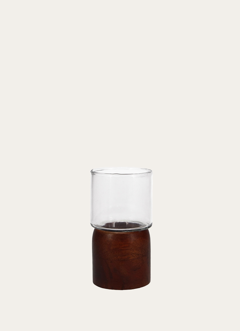 BOUGEOIR EN BOIS DE MANGUIER PETIT FORMAT BOIS MARRON/TRANSPARENT