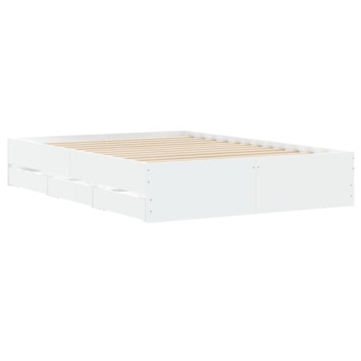 NNEVL Bed Frame with Drawers White 135x190 cm Engineered Wood
