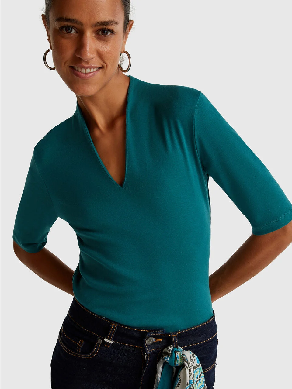 Slim fit t-shirt in long fiber cotton