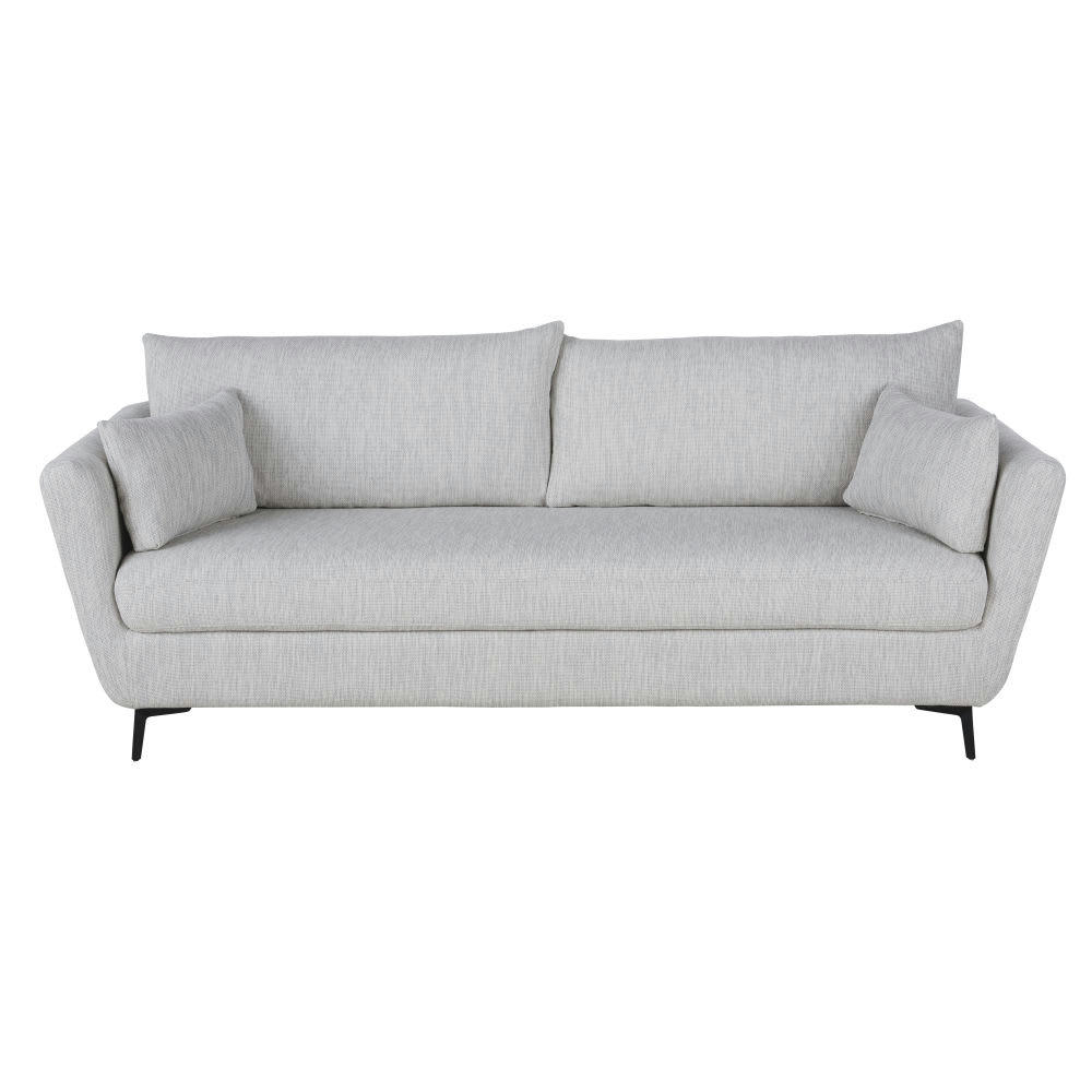 Prague - Canapé convertible 2/3 places en textile recyclé gris clair chiné, matelas 10 cm