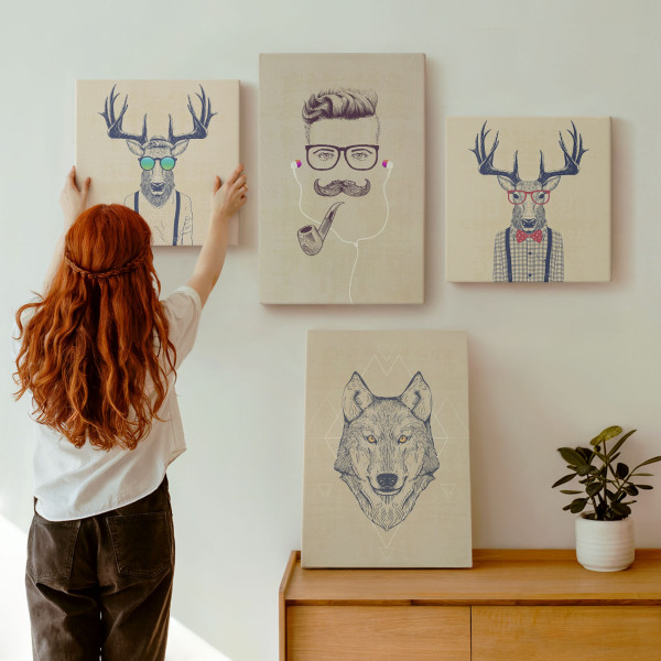 Obraz canvas 4 częściowy Portrety zwierząt |40x40, 40x60| Wallfluent