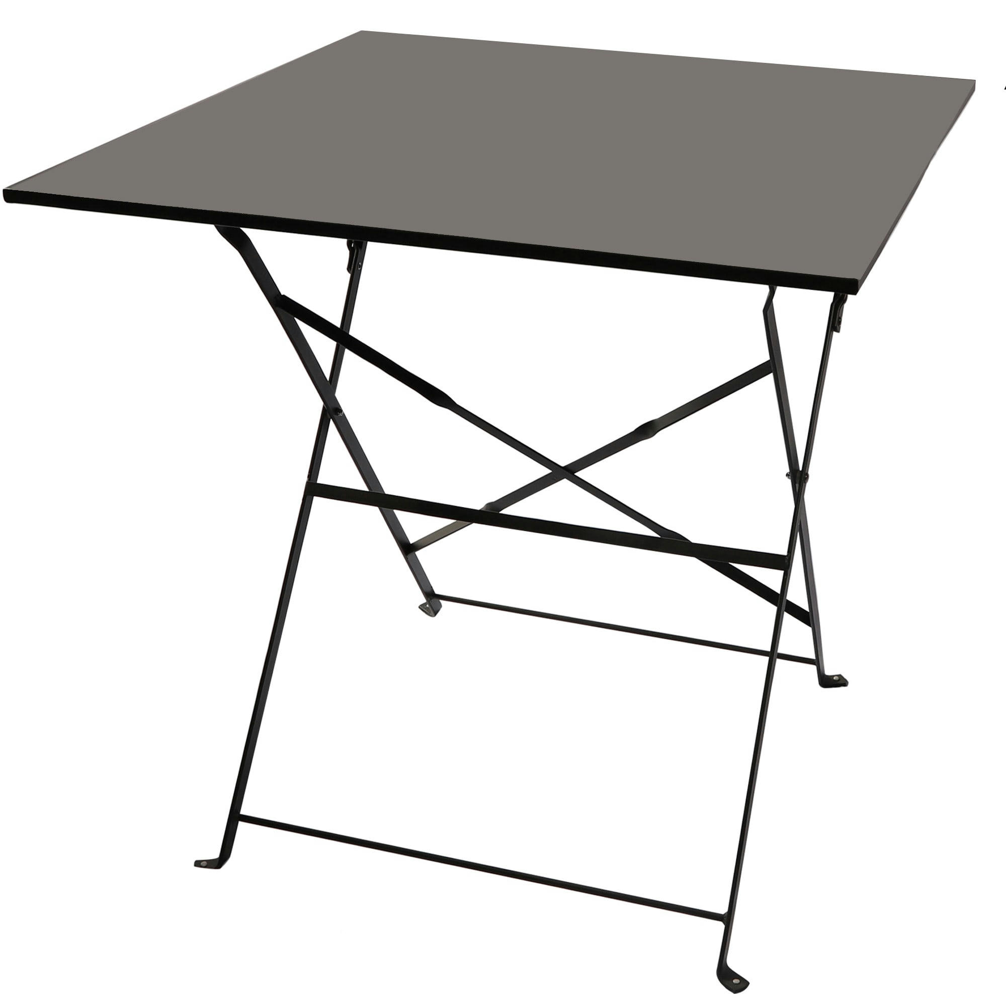 - Table carrée de jardin pliable en métal gris anthracite 70x70x71cm