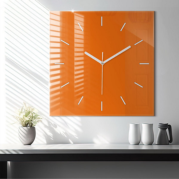 Horloge murale Wallfluent 60x60 cm Aiguilles blanches Orange 1 pcs