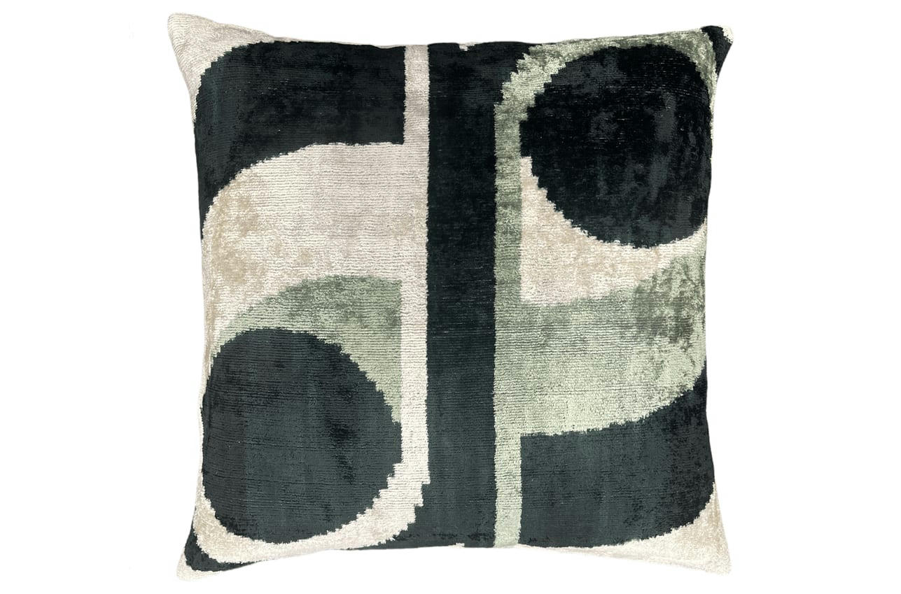 - Housse de coussin velours soie ikat  50x50 vert