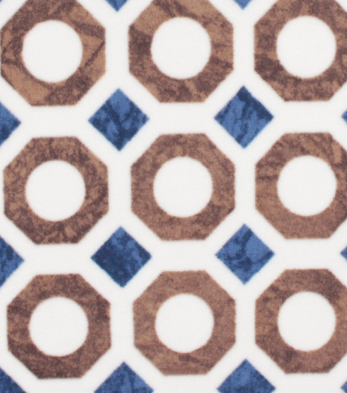 Geometric Print on White Anti Pill Fleece Fabric