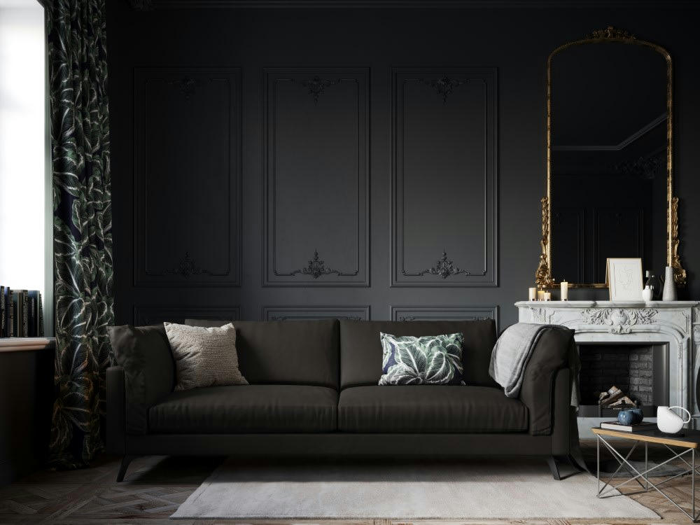 CAMILLE - Canapé 3 places en cuir noir