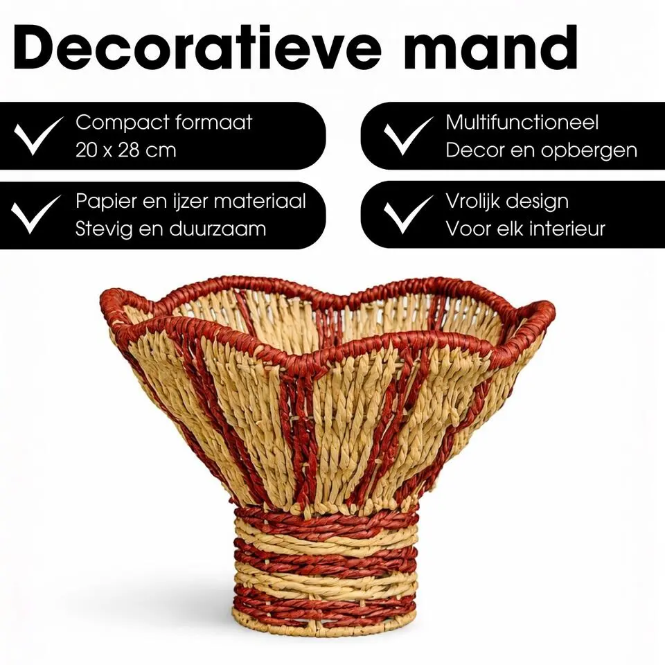 Mica Decorations Opbergmand met Handvatten - Bruin, Zwart