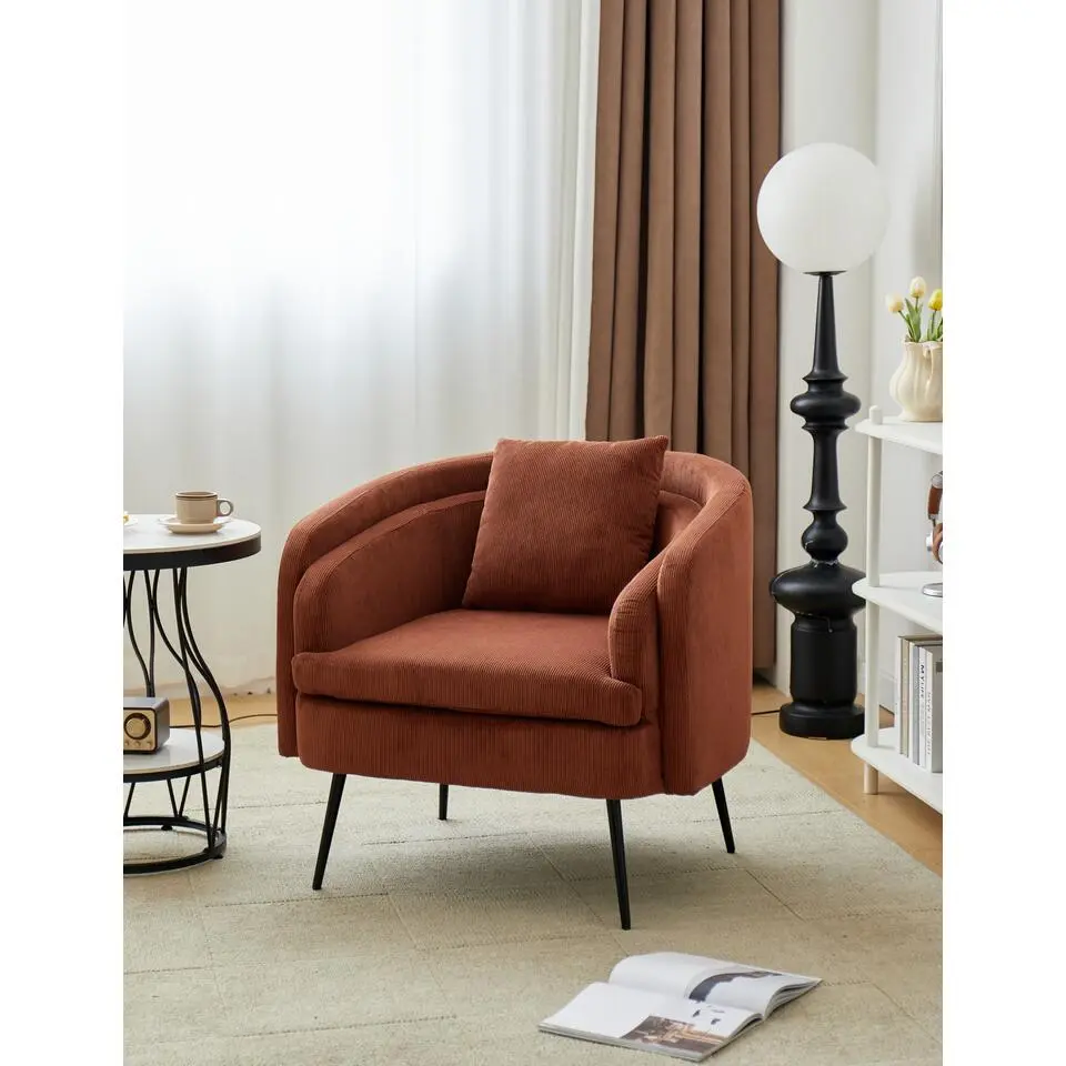 Salonstoel van metaal en terracotta fluweel