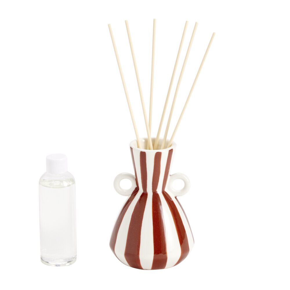 Diffuseur de parfum à bâtonnets 100ml céramique rayures Ø9,5&times;H15,5cm (2 modèles)