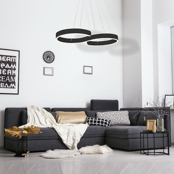 Lampa wisząca INFINITY czarna LED 1x60W Neutralna biel 3600lm Milagro