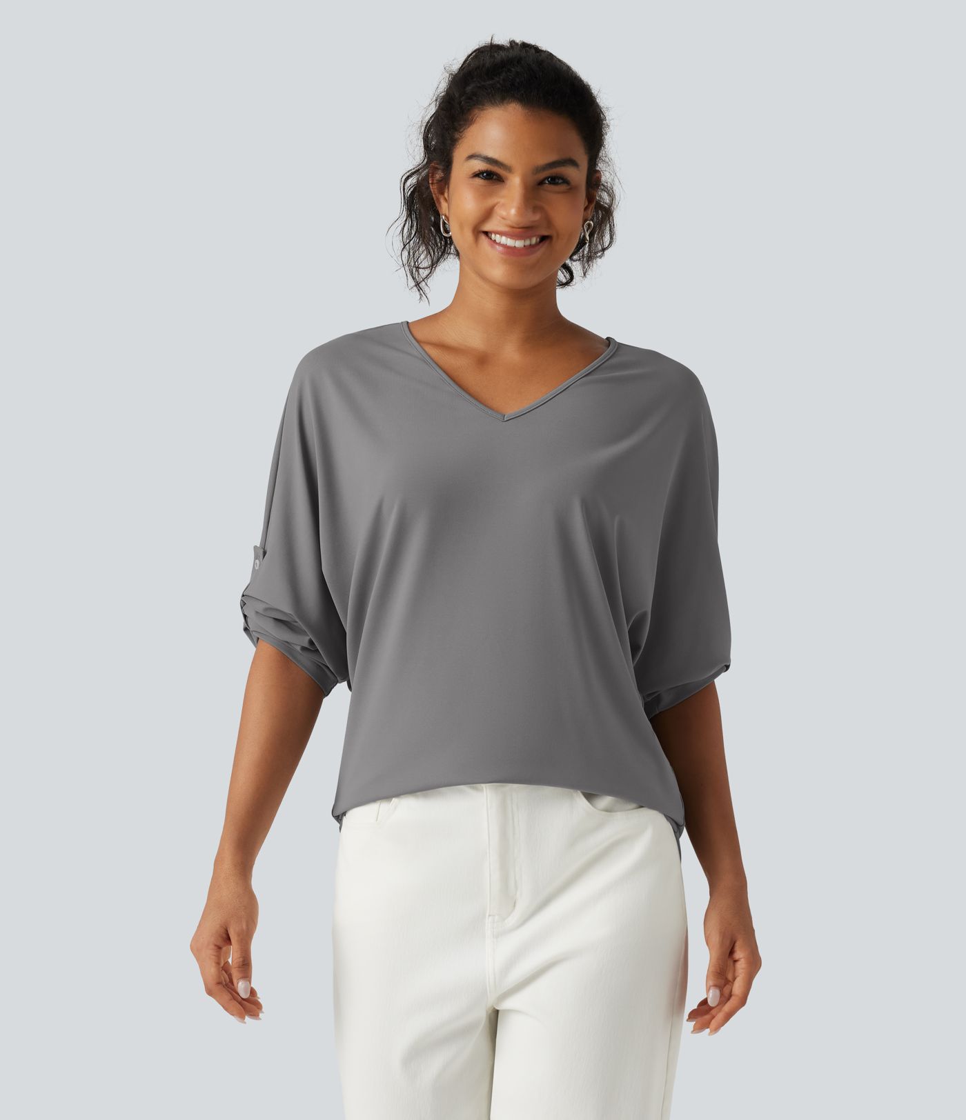 Blouse de bureau à col V et manches longues