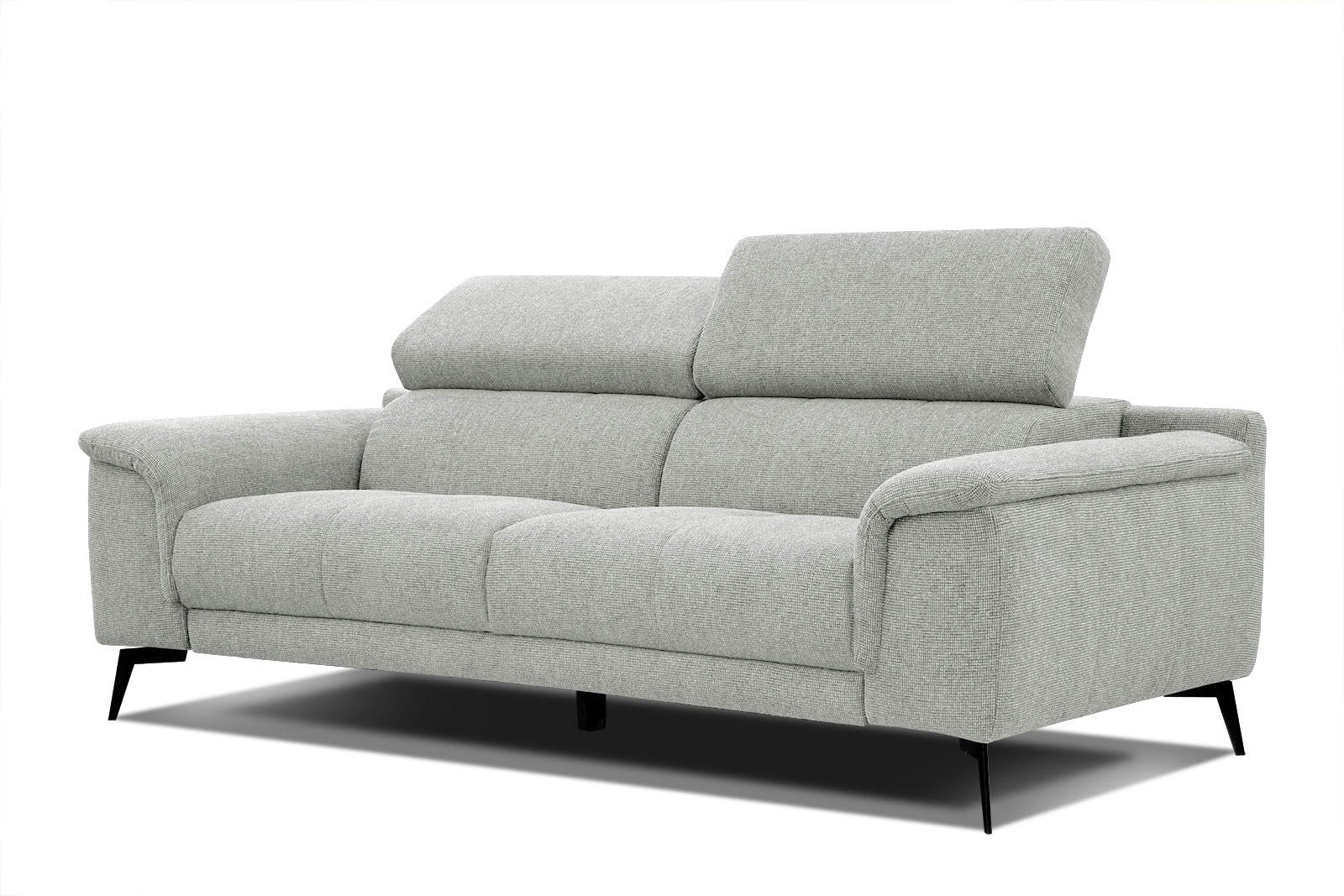 FIERO - Canapé droit 3 places XXL tissu beige clair