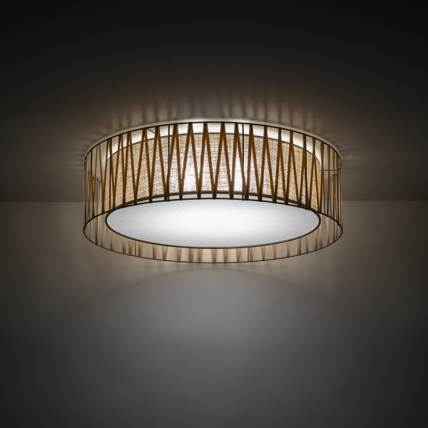 Plafon Tk Lighting Harmony Sabia Beżowa Pleciony Lniany Abażur 6Xe27