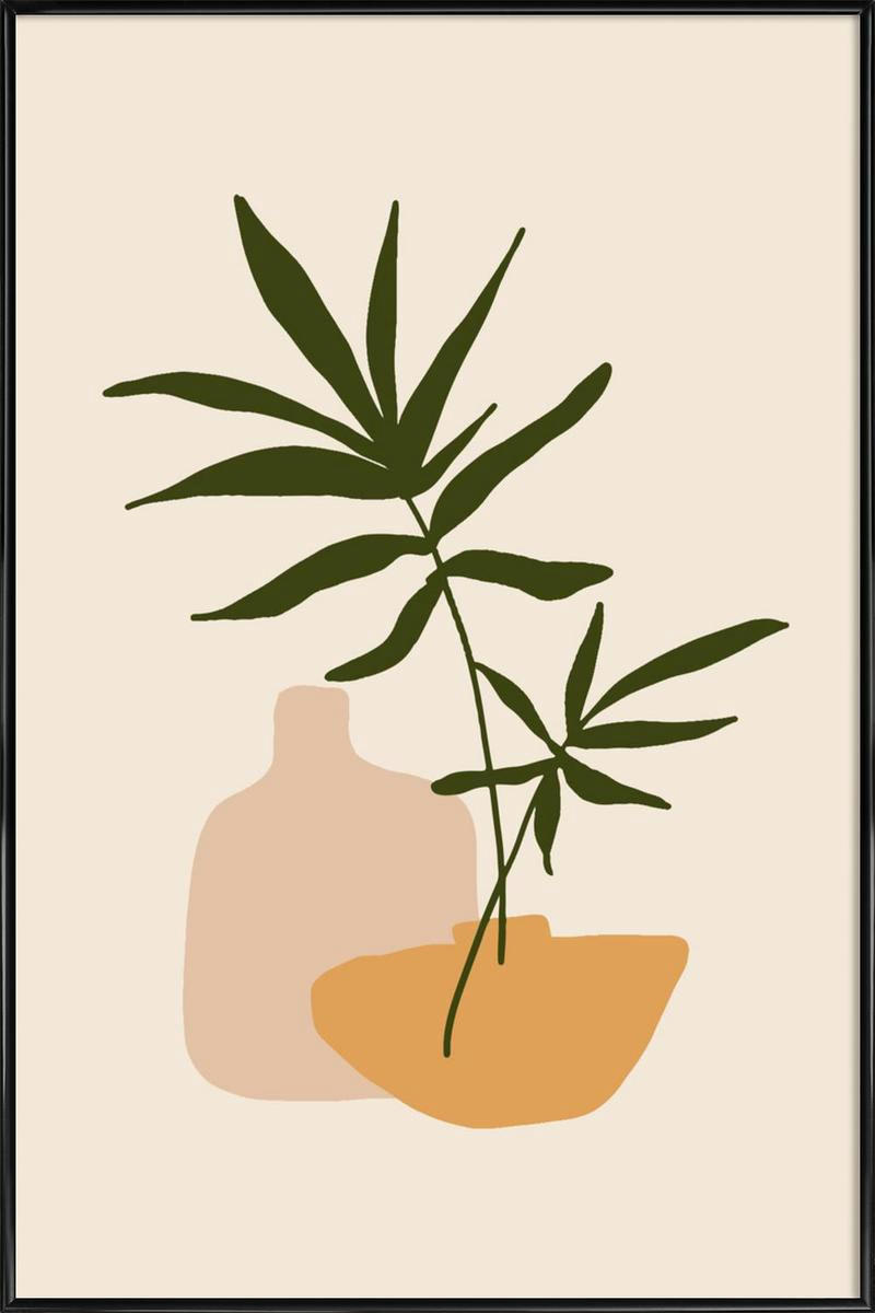 VASES - Affiche dans cadre standard (noir) blanc ivoire & marron 13x18