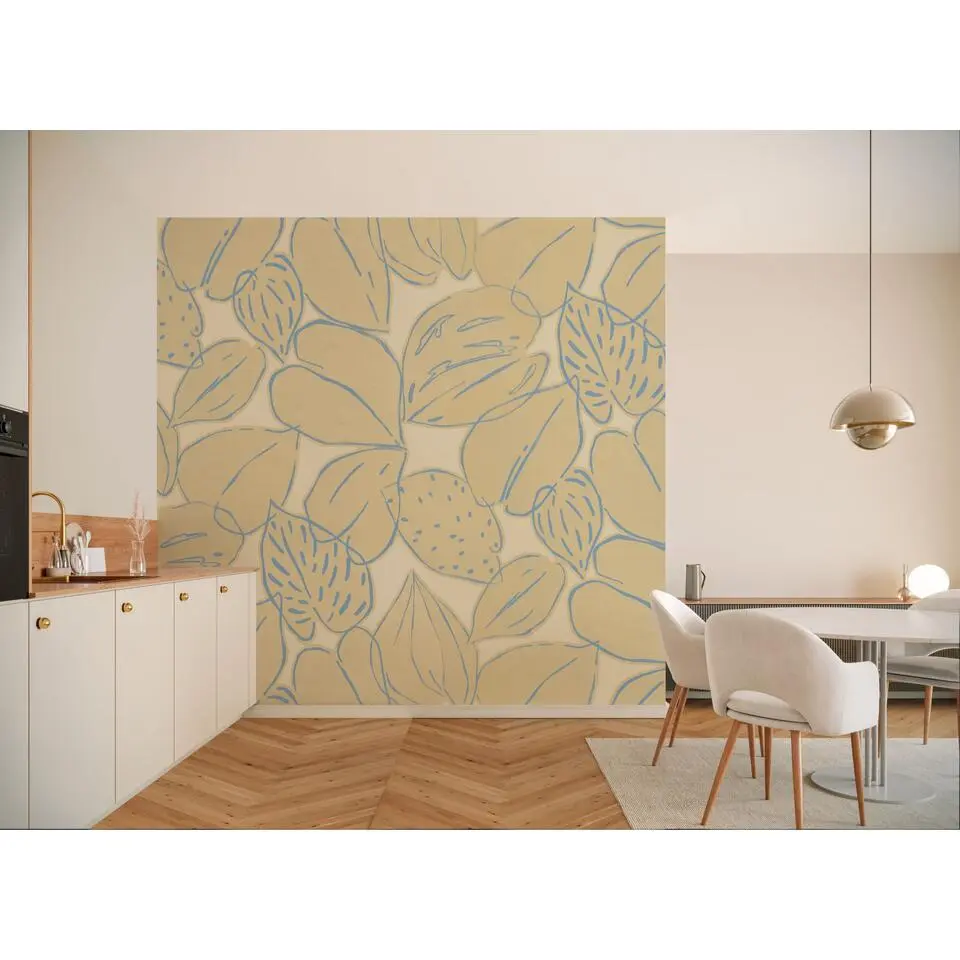 Komar fotobehang getekende bladeren geel - 250 x 300 cm