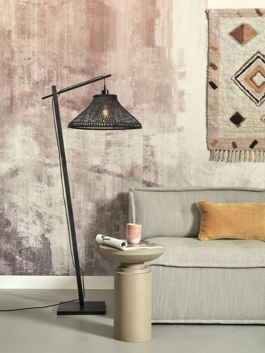 TAHITI - Lampadaire bambou abat-jour bambou noir, h. 150cm