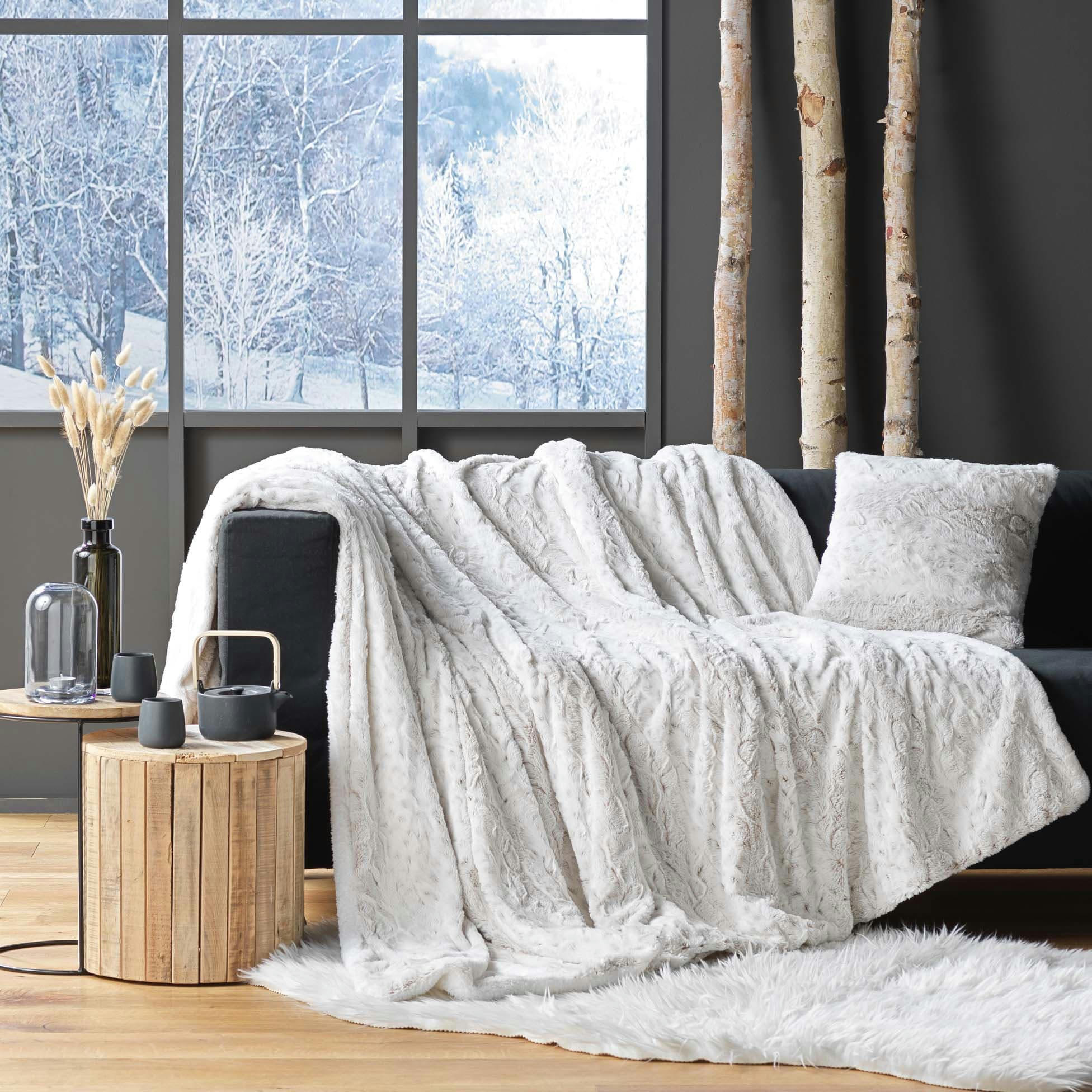 ALASKA - Plaid imitation fourrure 125x150cm blanc