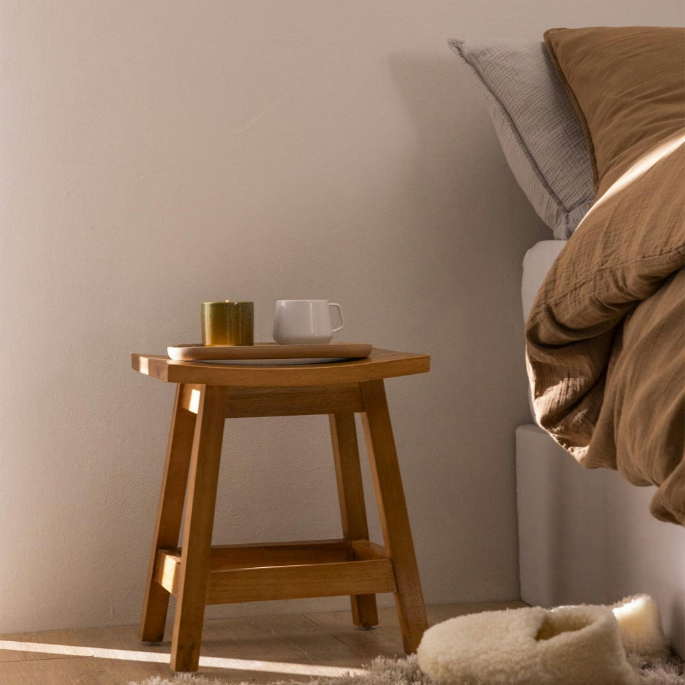 HANOTILO - Tabouret 45cm en acacia bois foncé