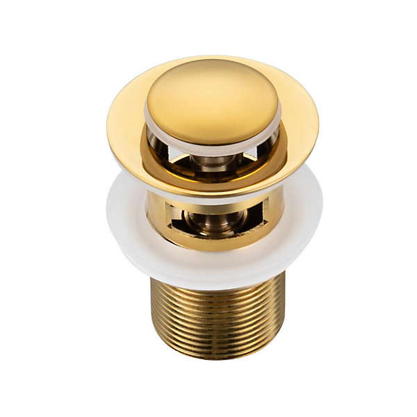 BALNEO - ensemble bonde de lavabo Klik Klak B avec trop-plein dorée   siphon carré doré en laiton - kit pour lavabo