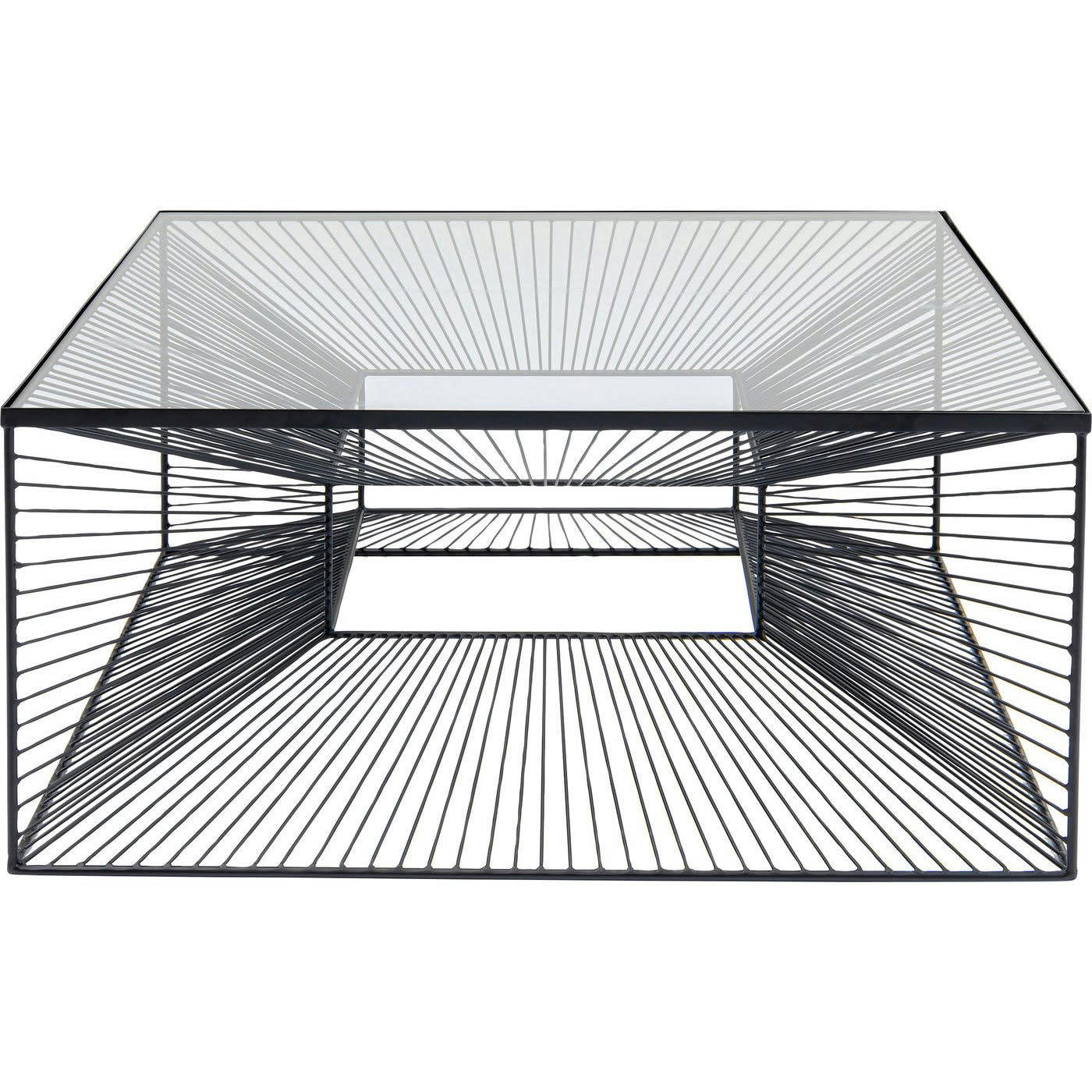 DIMENSION - Table basse carrée en verre et acier