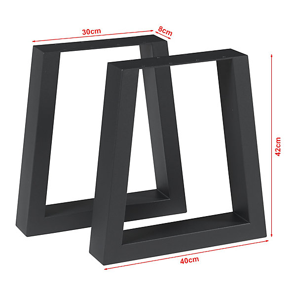Lot de 2 pieds de table Marstal acier 42 x 40 cm noir en.casa