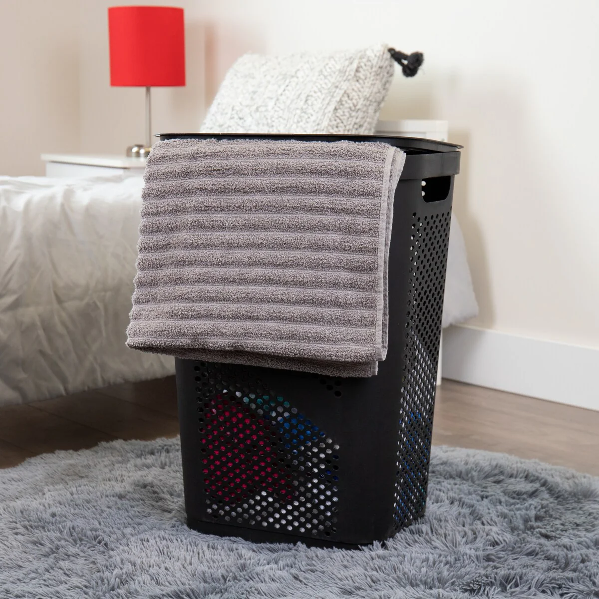 Mind Reader 60L Slim Laundry Hamper, Clothes Basket, Lid, Ventilated, Plastic, 17.25L x 13.75W x 23.5H, 2-Pack