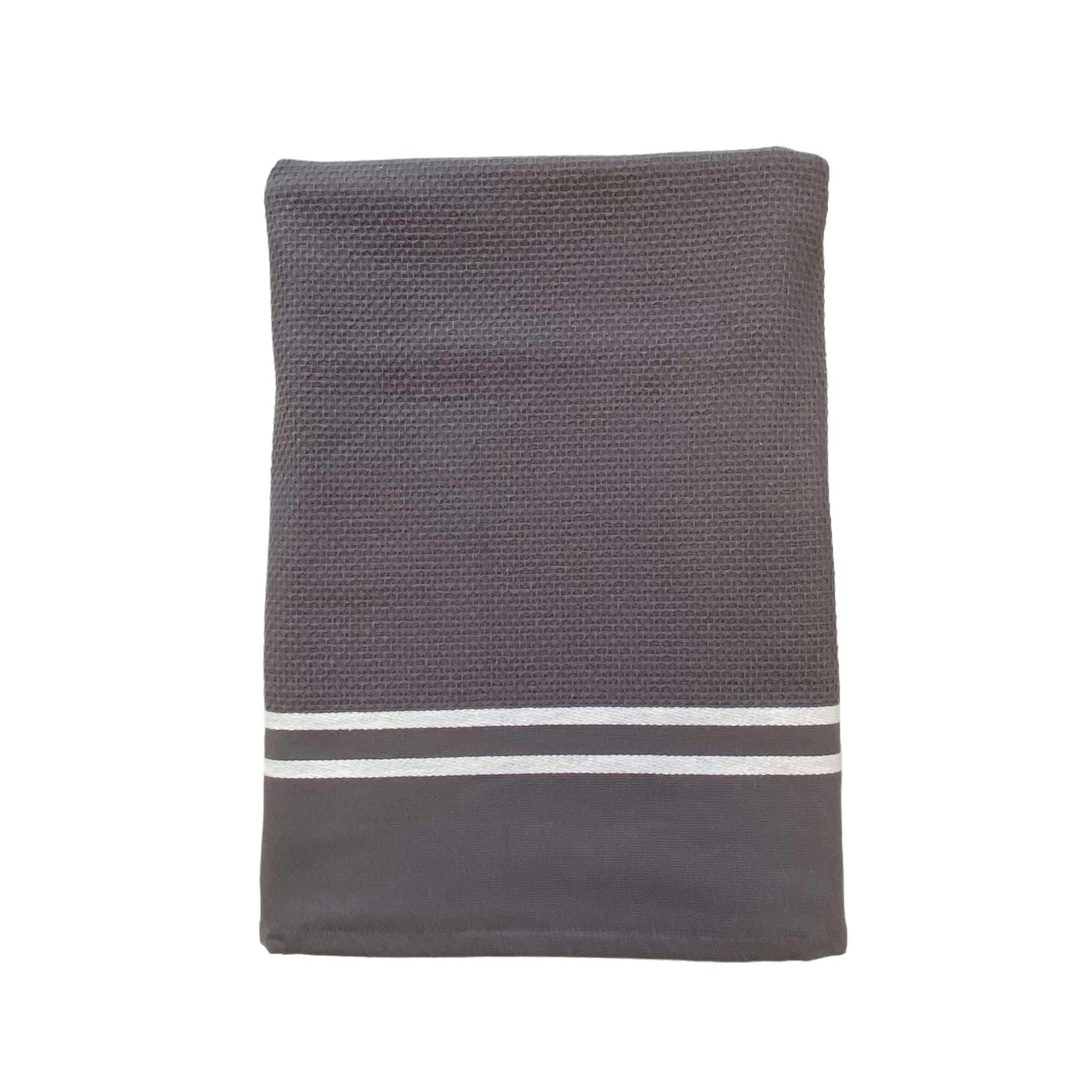 FOUTA "WAFFLE" - Fouta doublée éponge "Waffle" anthracite 90x170