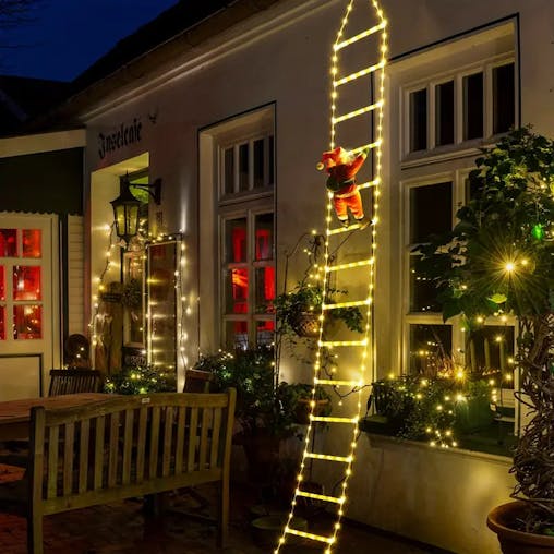 NNETM Santa's Festive Climb: Illuminated Christmas Ladder Light
