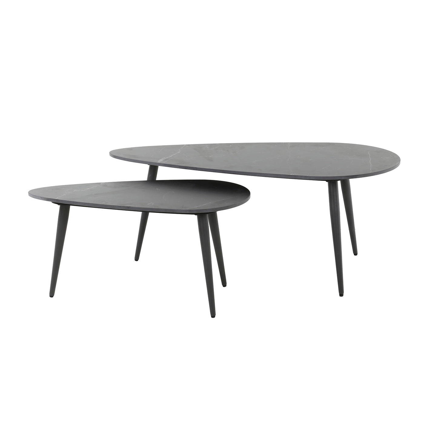 Giga Meubel Salontafel Ceramic Niervormig - Zwart Keramiek - Set van 2