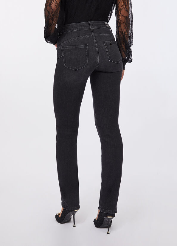 Jeans slim con strass