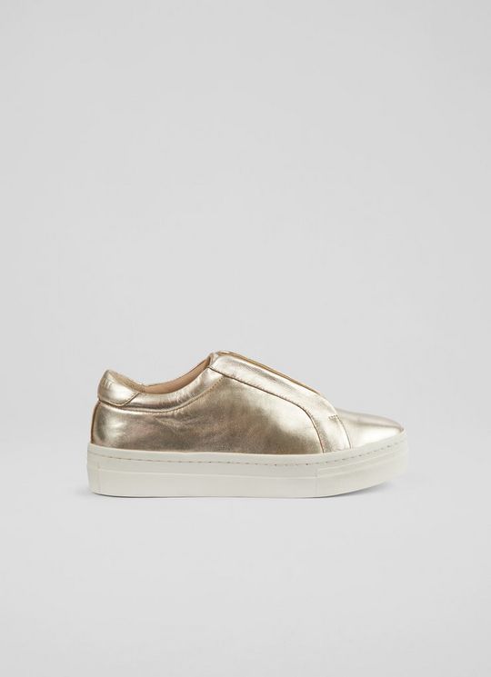 Joy Metallic Metallic Leather Pull On Trainers