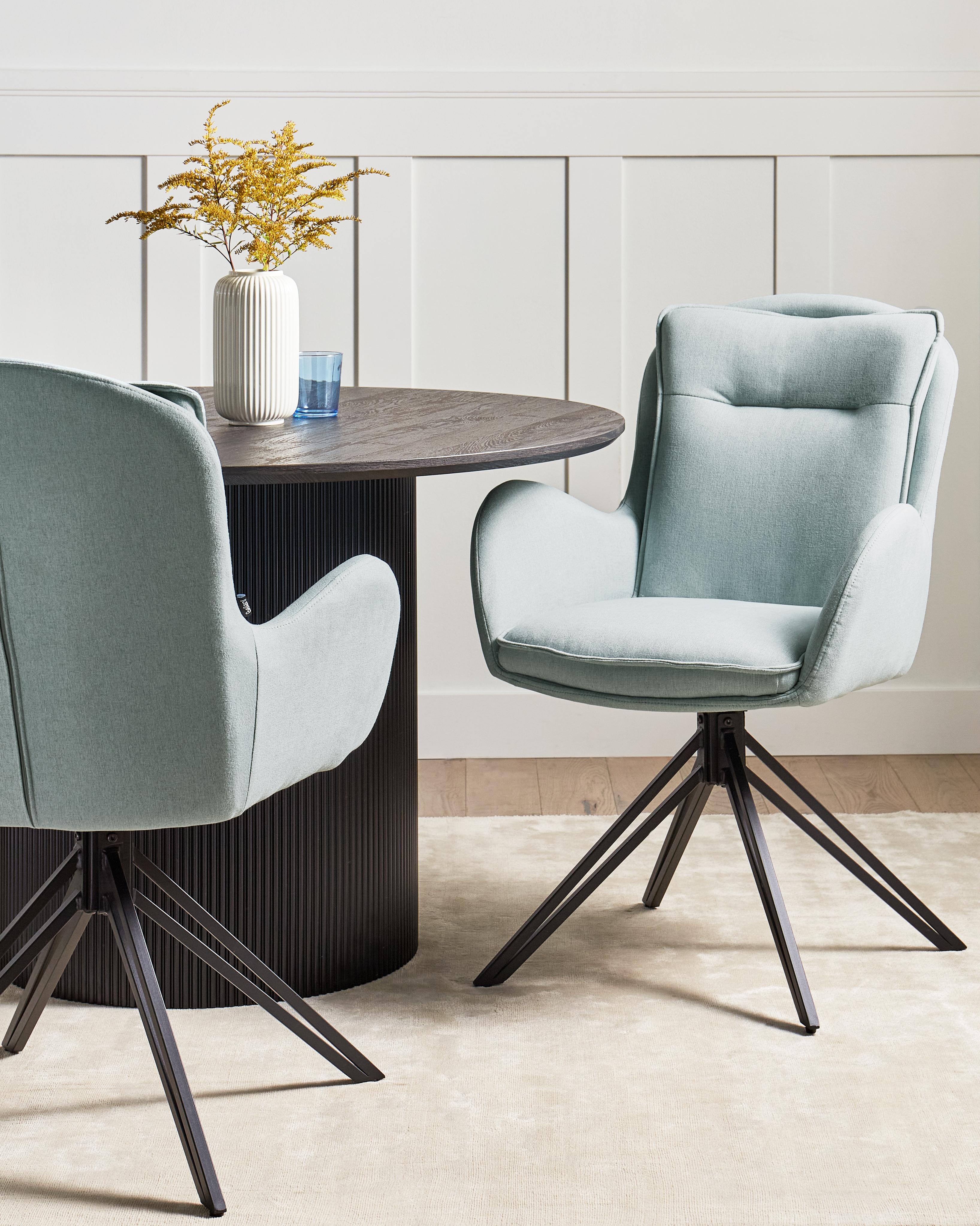 Set of 2 Dining Chairs Swivel AVELAR Fabric Light Blue