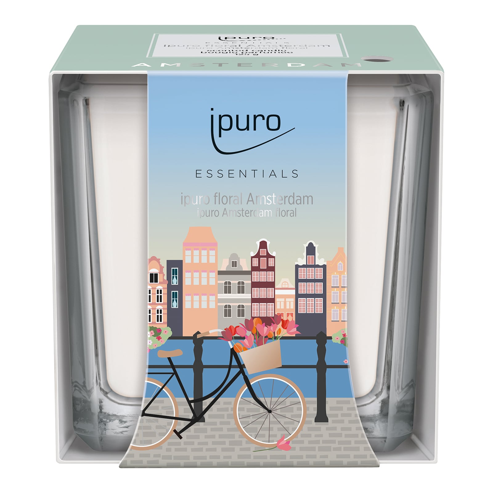 ipuro ESSENTIALS Duftkerze Floral Amsterdam Türkis, 0,125 kg