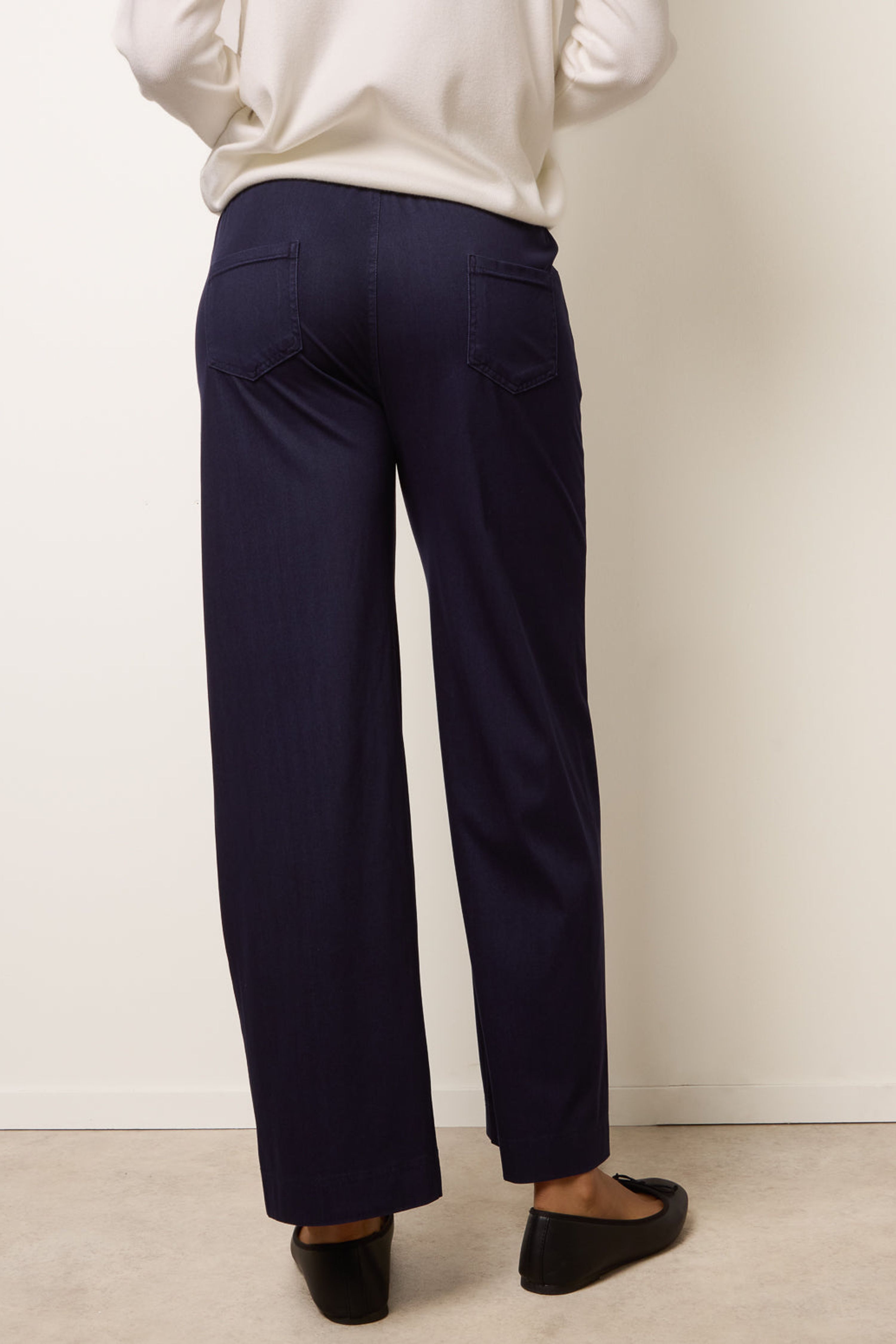 Blue Vanilla Navy Seam Detail Wide Leg Pants