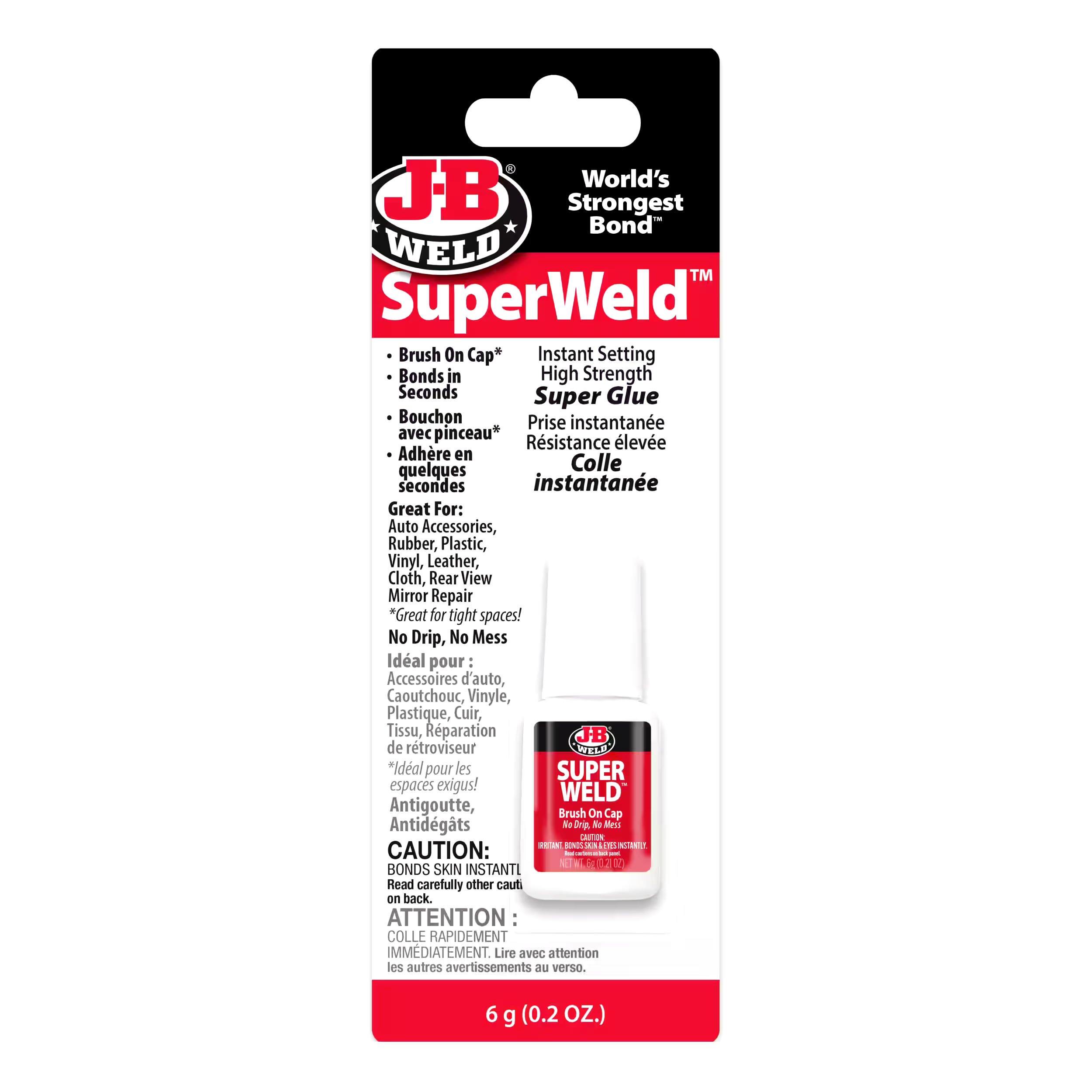 J-B Weld Super Weld Brush-On Instant Setting Super Glue, 6-g