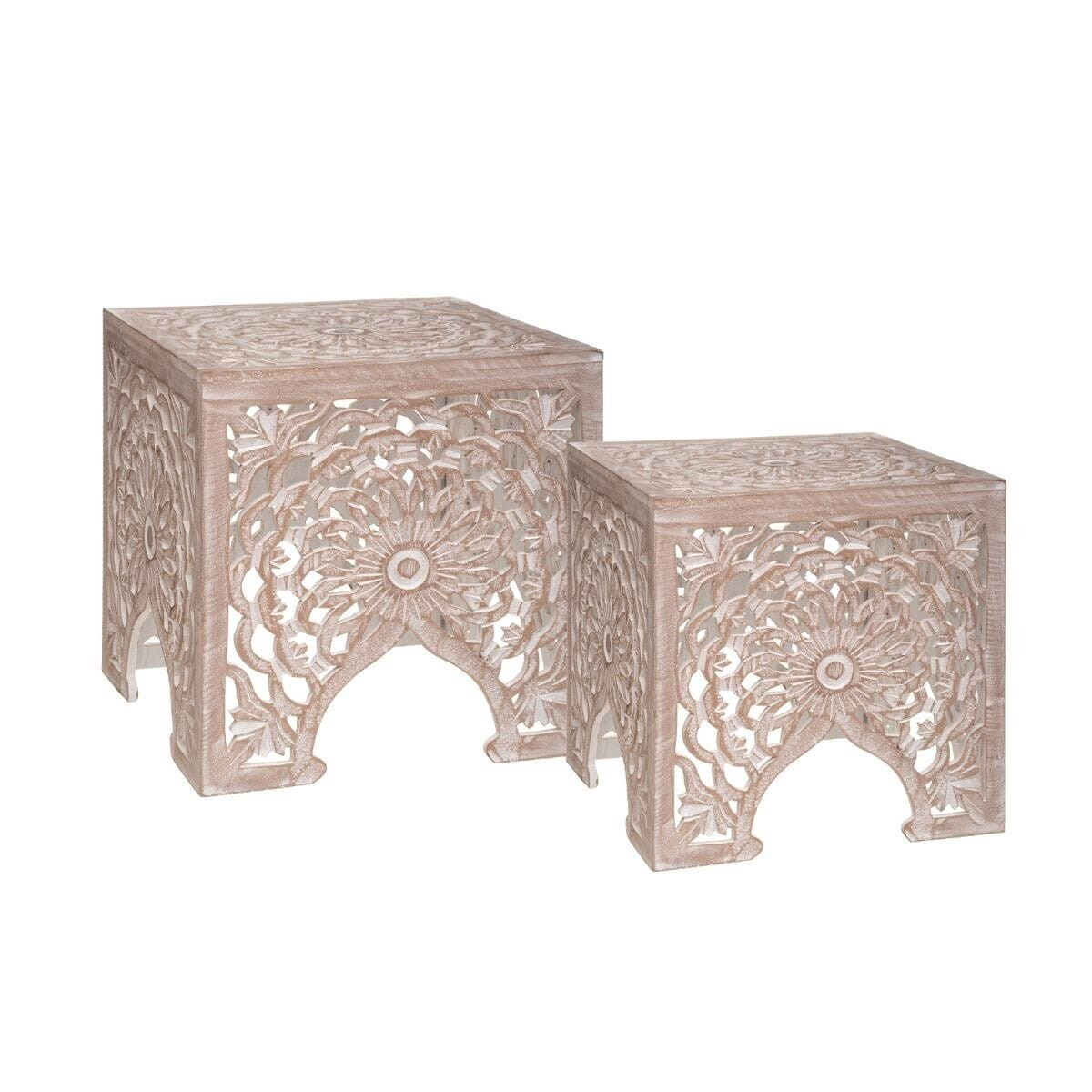 ZESTAW 2 STOLIKÓW Terre bielone Z PŁYTY MDF ażurowe boho