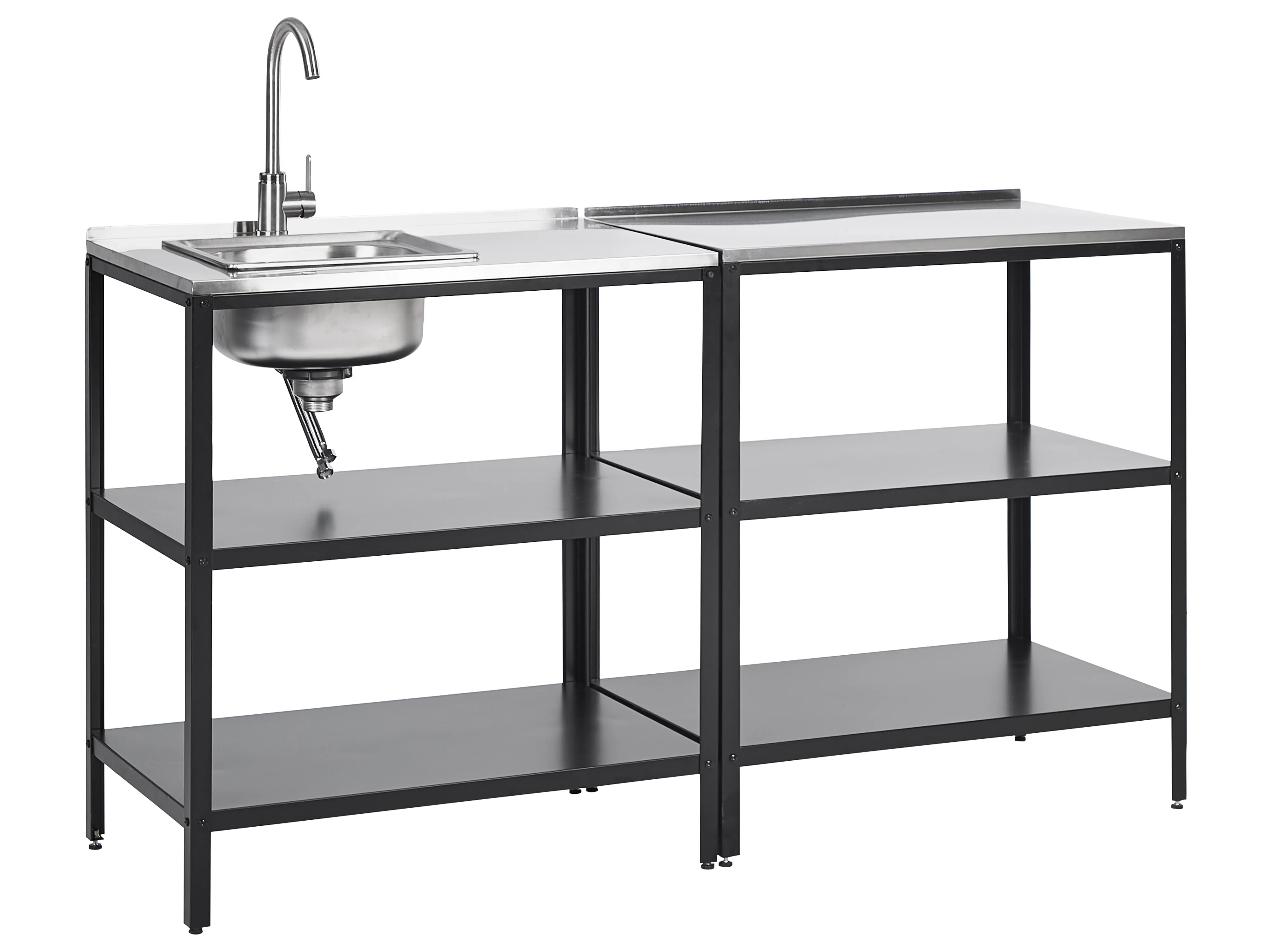 2 Piece Outdoor Kitchen Set with Sink VILAMA Metal Black