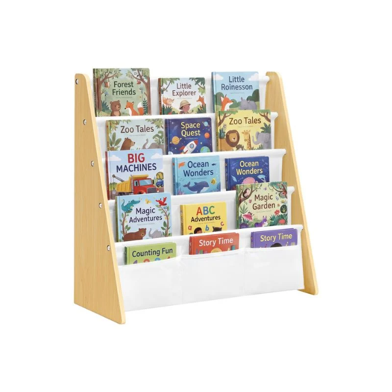 Bibliothèque enfant à quatre niveaux avec rangement sécurisé