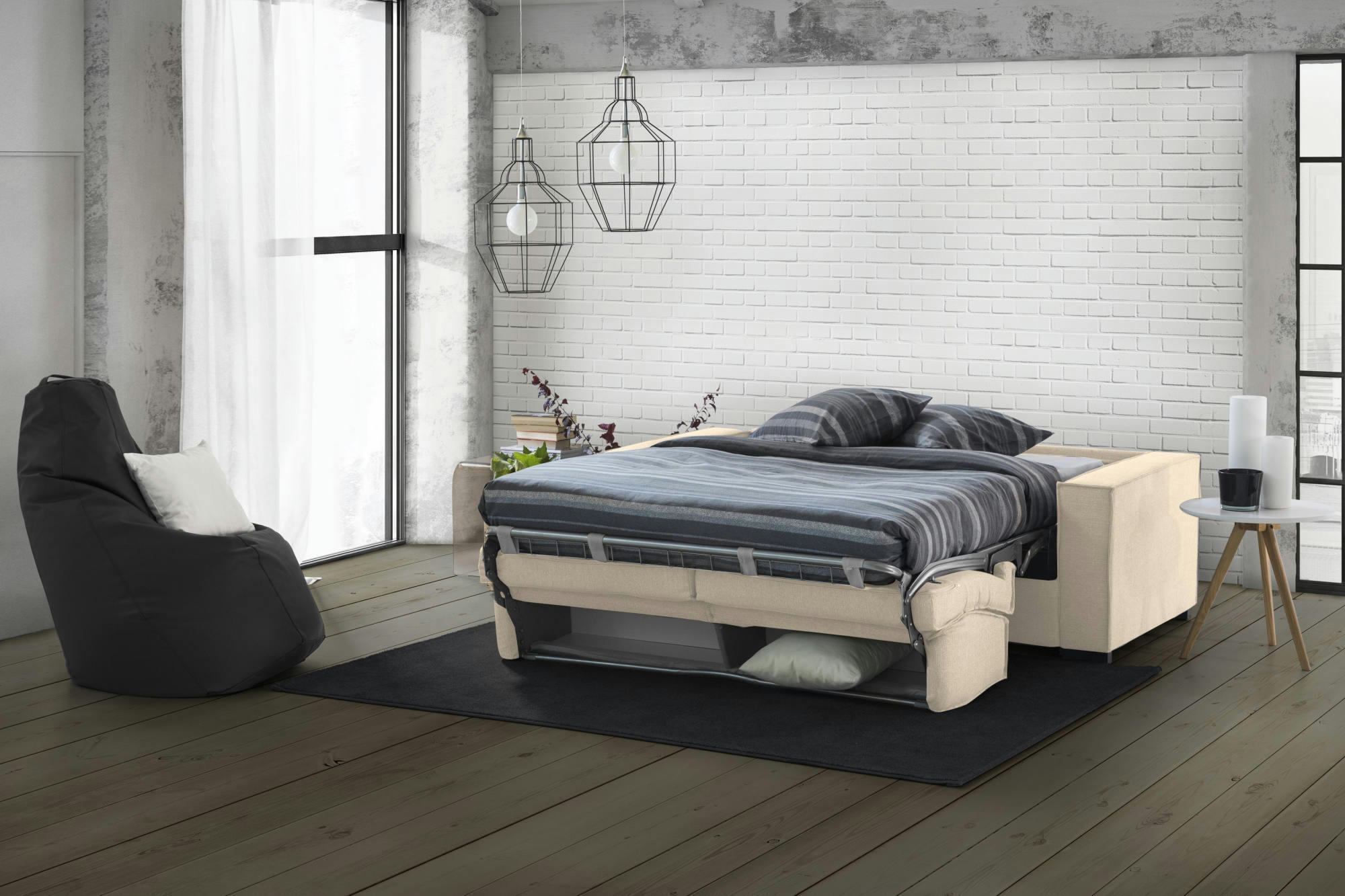 DAABIZ - Canapé-lit 3 places en tissu beige