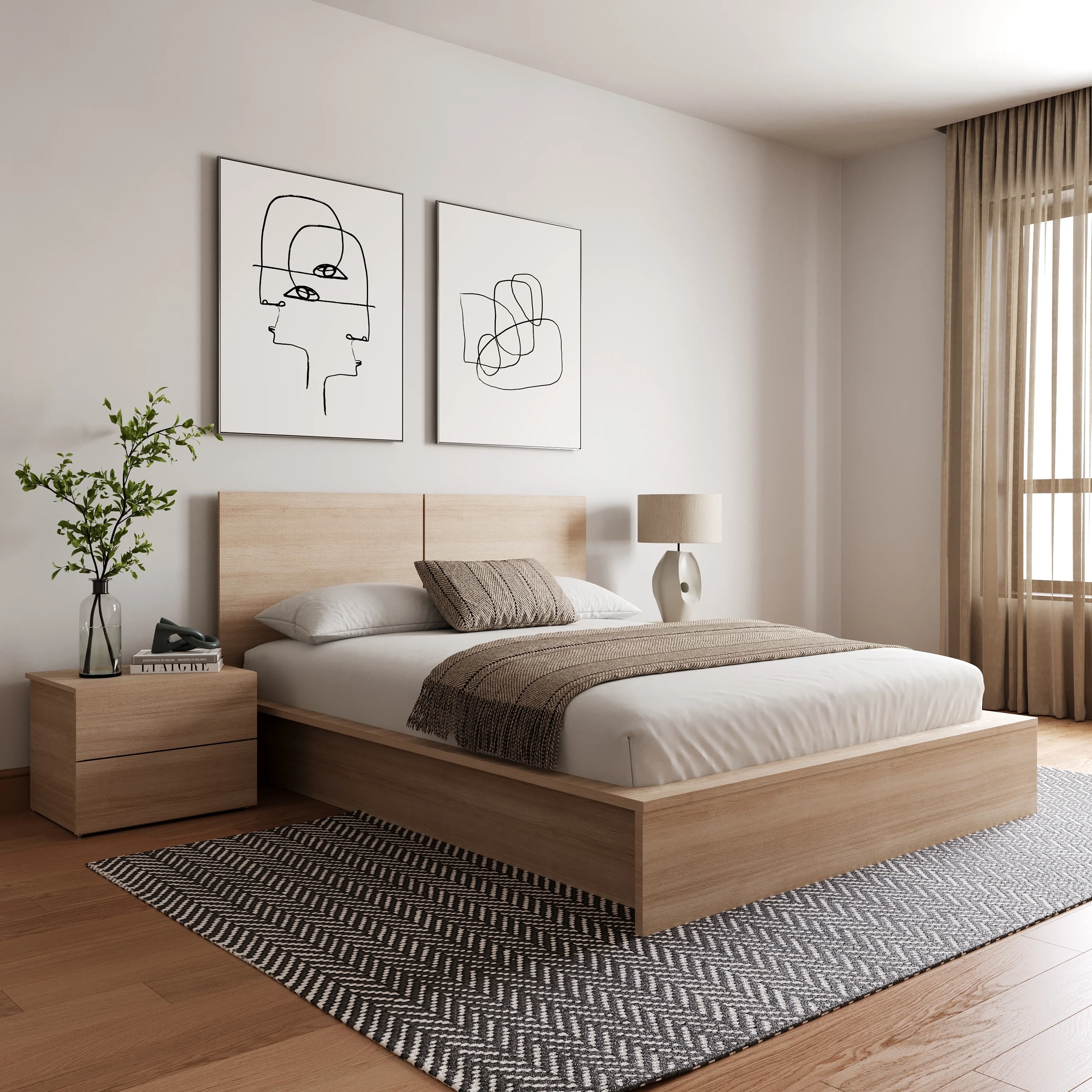 James 4-Piece Bedroom Set with Bed, Headboard, and 2 Nightstands