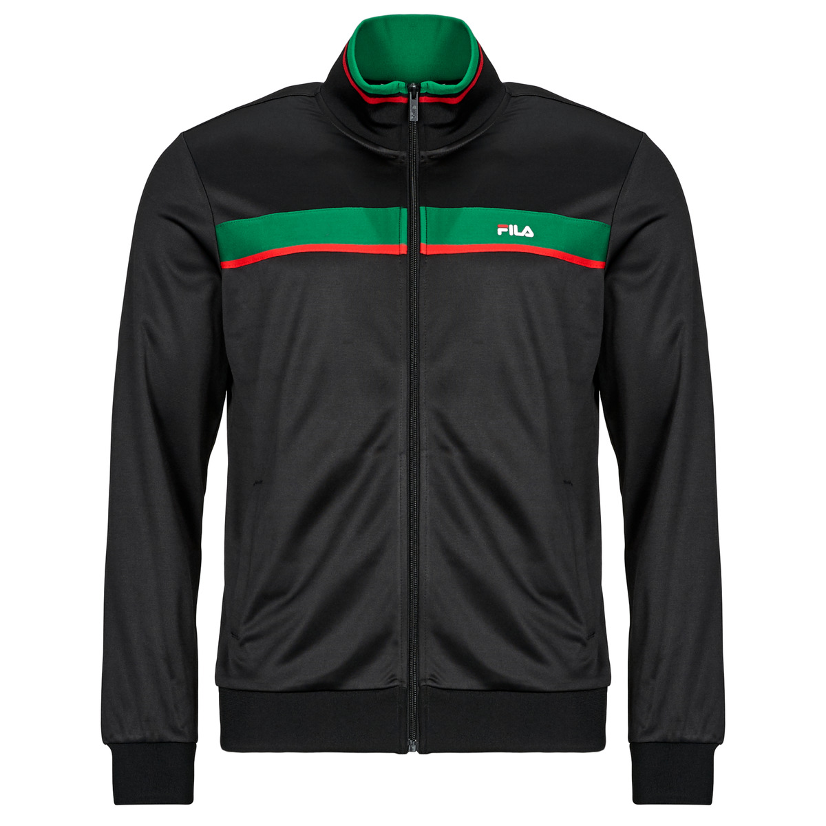 Fila - SAGANO REGULAR TAPED TRACK JACKET - Black / Green