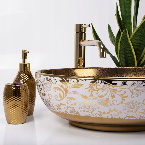 Umywalka Ceramiczna Nablatowa Margot White Gold Rea