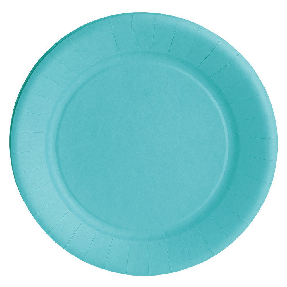 Lot de 10 assiettes en carton bleu caraïbes biodégradable Ø23 cm