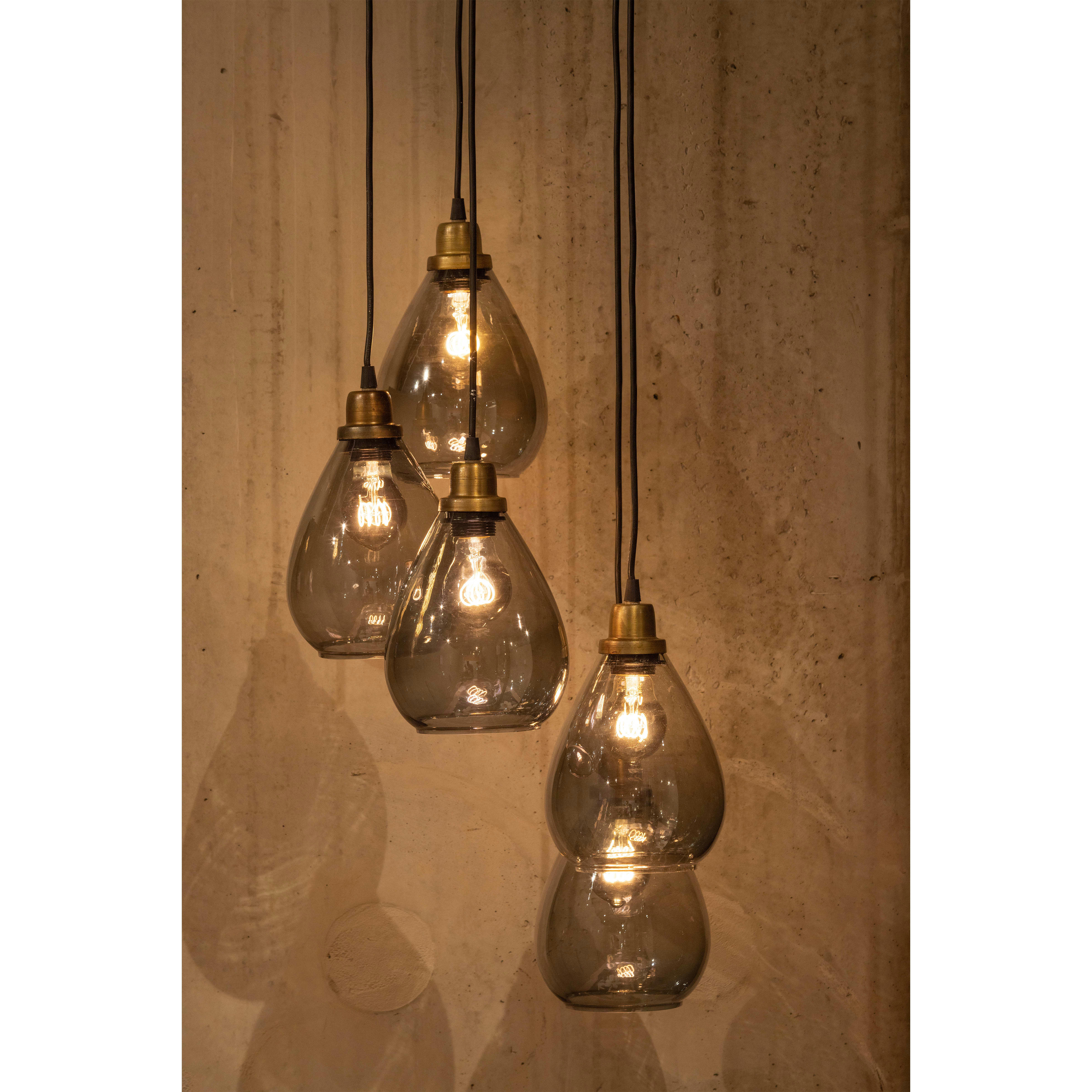 WATERFALL - Lampe suspendue verre noir avec 5 lumieres