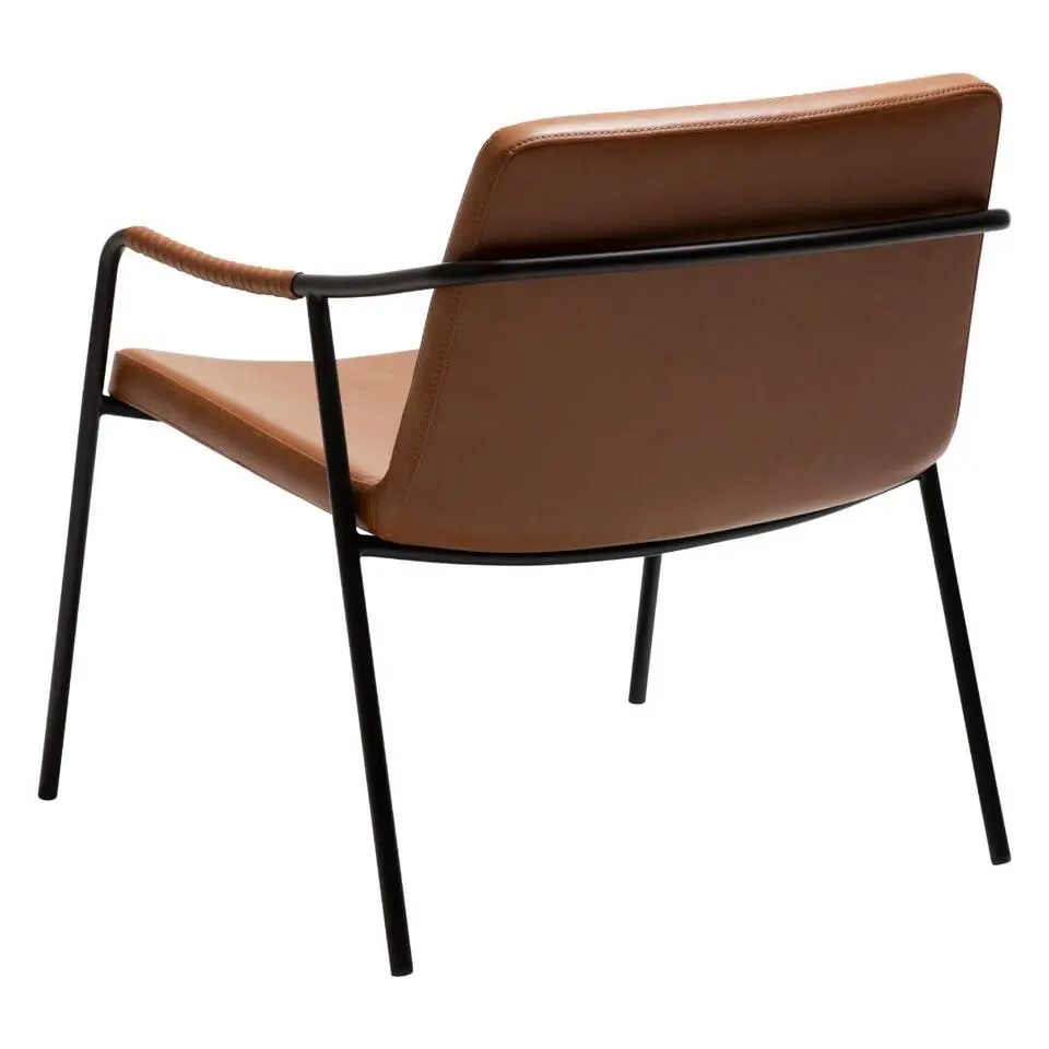 Hioshop Boto Dan-Form fauteuil met armleuningen PU-kunstleer lichtbruin