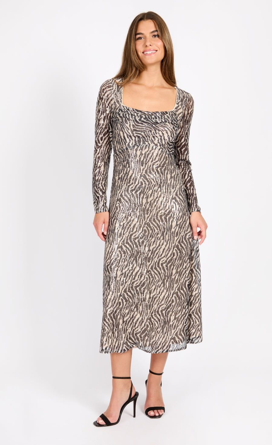 Little Mistress Animal Sequin Print Midaxi Dress