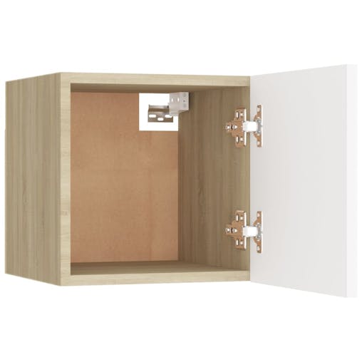 NNEVL Bedside Cabinet White and Sonoma Oak 30.5x30x30 cm Chipboard