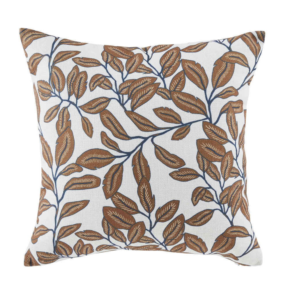 RANDERS - Coussin imprimé végétal écru et caramel 45x45