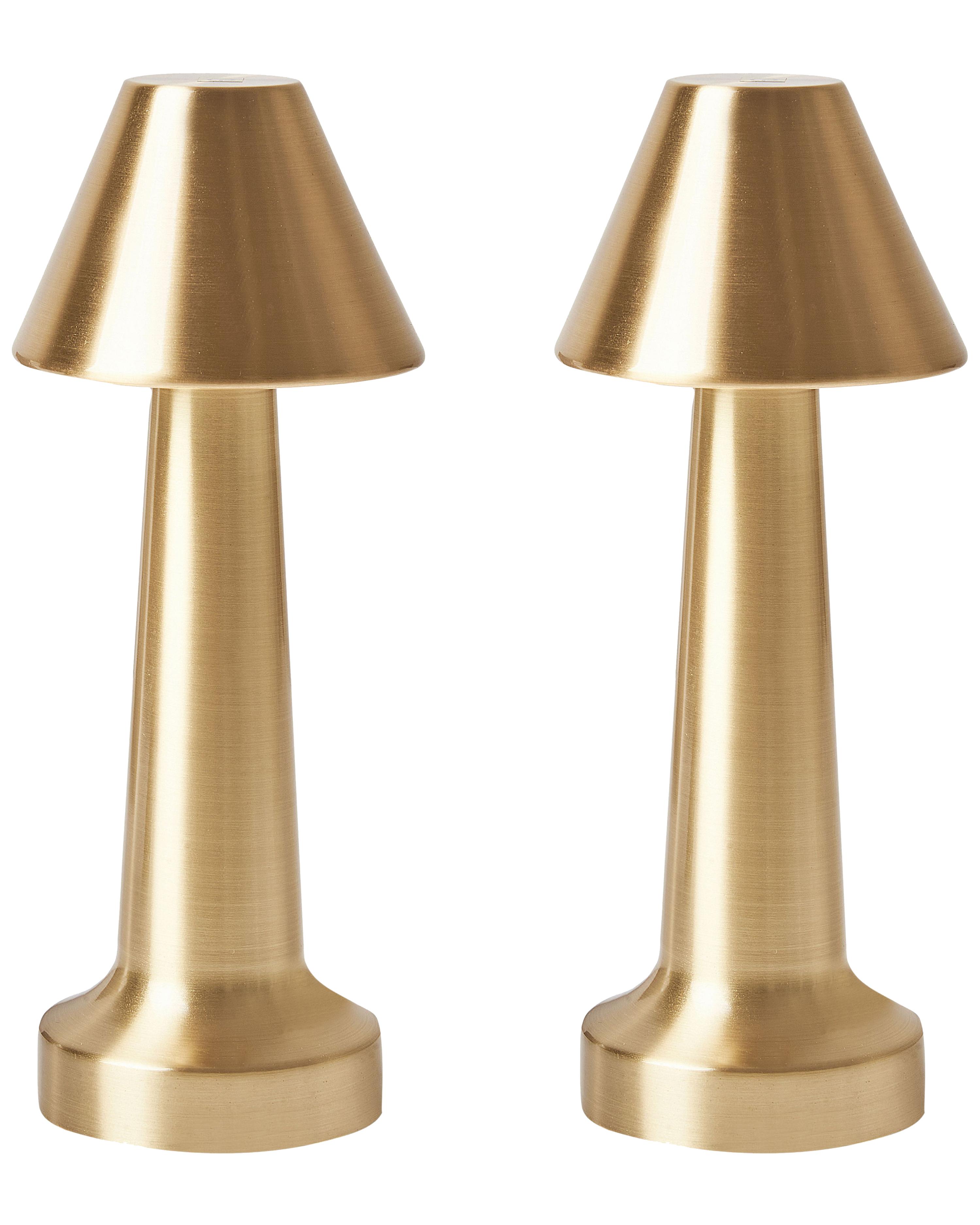 Set of 2 Wireless LED Table Lamp JOANES with Dimmer Metal Gold