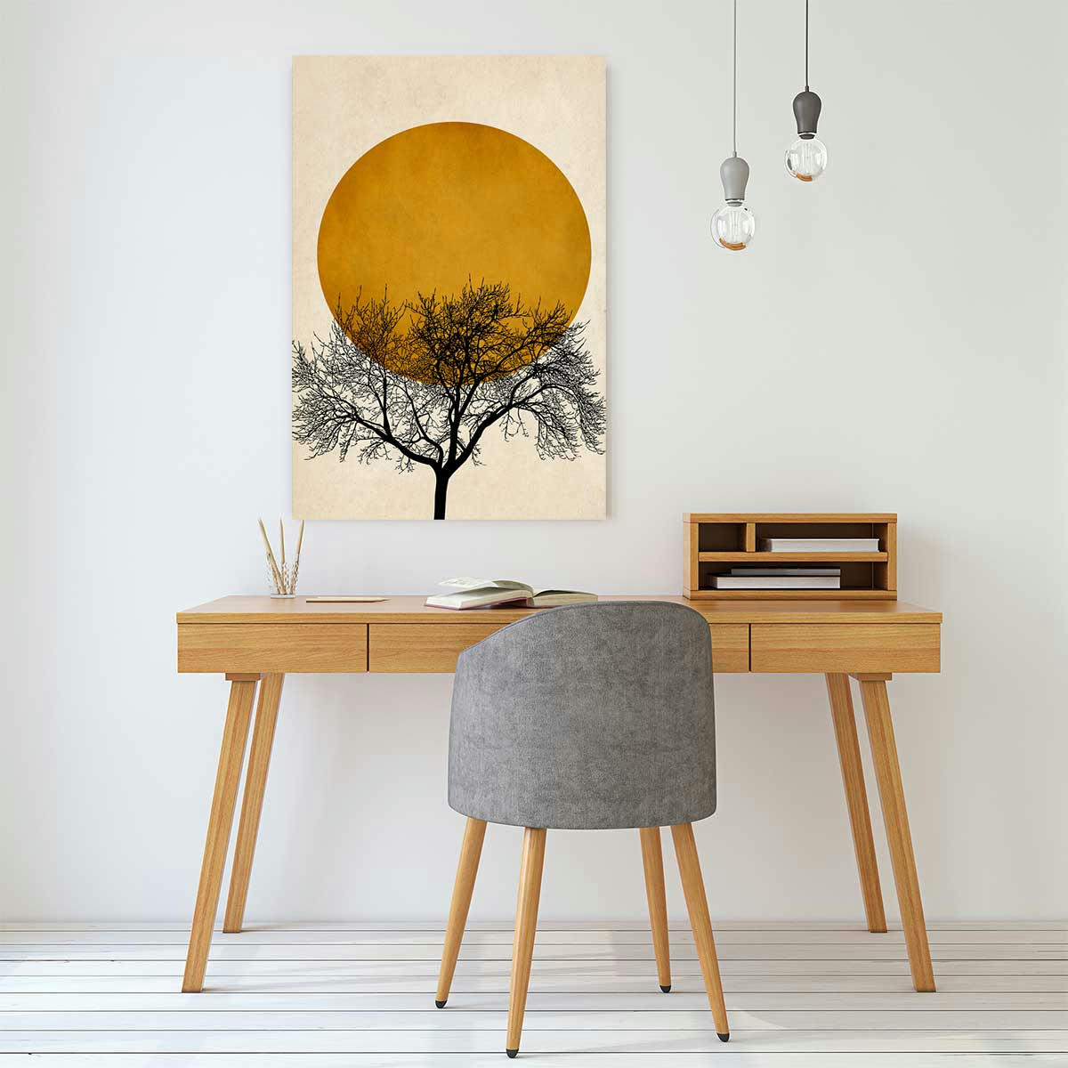 - Tableau dessin arbre et sérénité imprimé sur toile 80x120cm